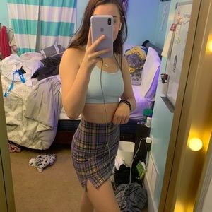 brandy melville purple plaid skirt